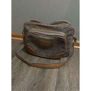 Vintage Pierre Cardin Brown Tweed Carry-On Shoulder Bag Strap Weekend Travel